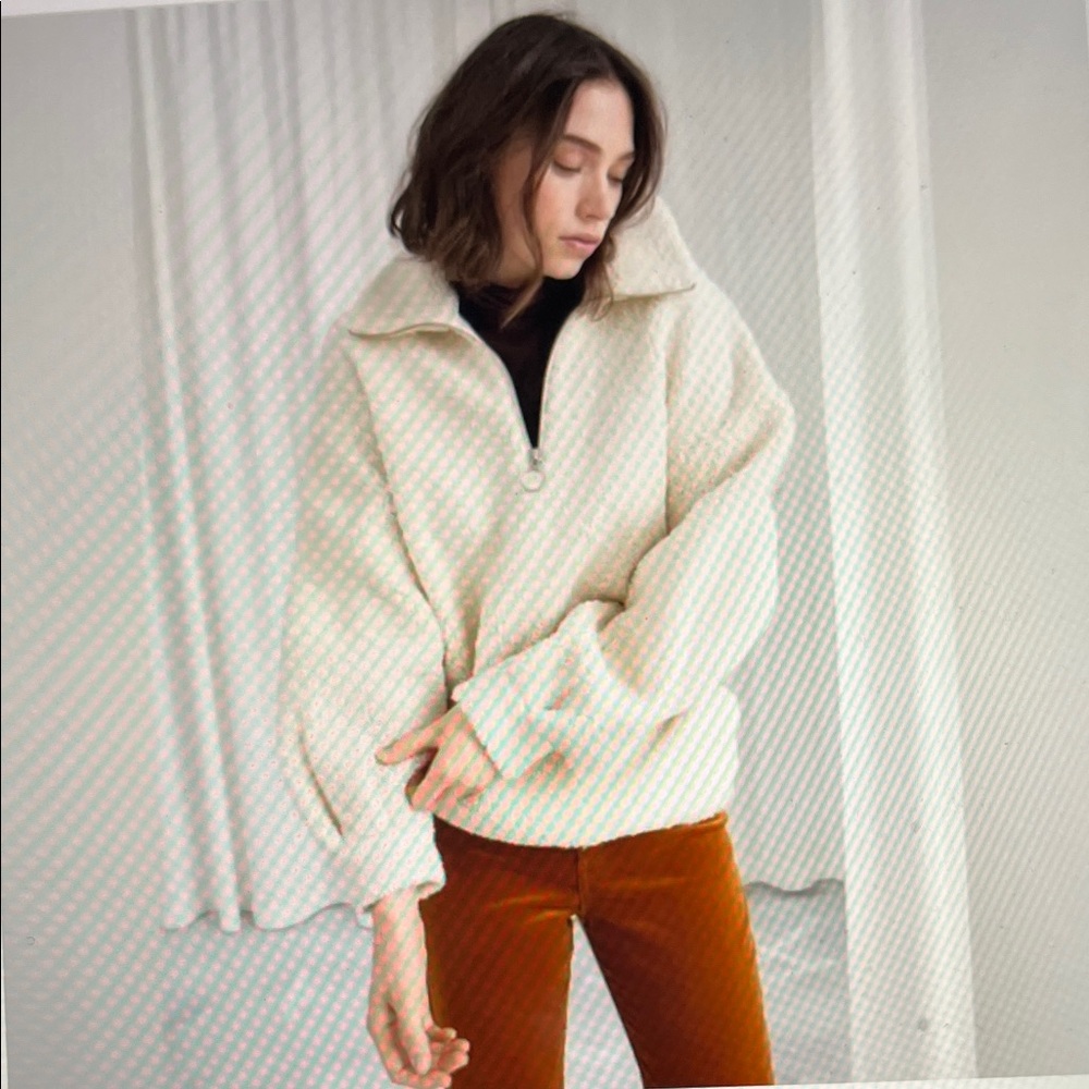 & Other Stories Faux Shearling Zip Pullover